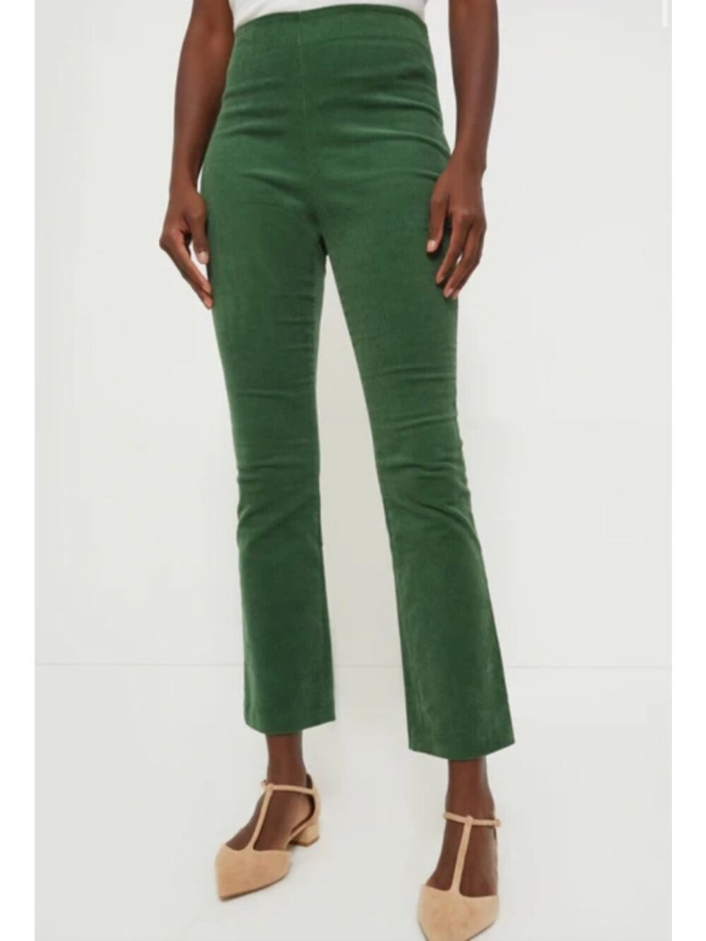 NEW Tuckernuck Corduroy Kick-Flare Ankle Ashford High-Rise Pants Green Stretch